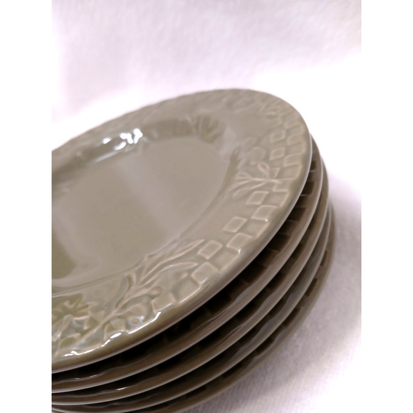 5 Home Grown Riviera Van Beer Stoneware Five 6" Cake Plate Mustard Green Vintage - Picture 6 of 11